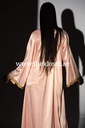 Peach Pink Long Dress With Golden Embroidery Design