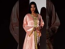 Peach Pink Long Dress With Golden Embroidery Design