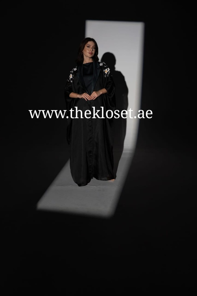 Floral Two Piece Silk & Chiffon Abaya