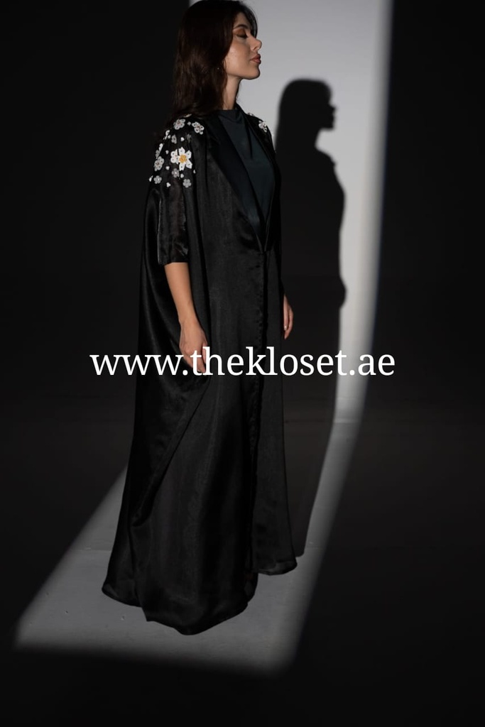 Floral Two Piece Silk & Chiffon Abaya