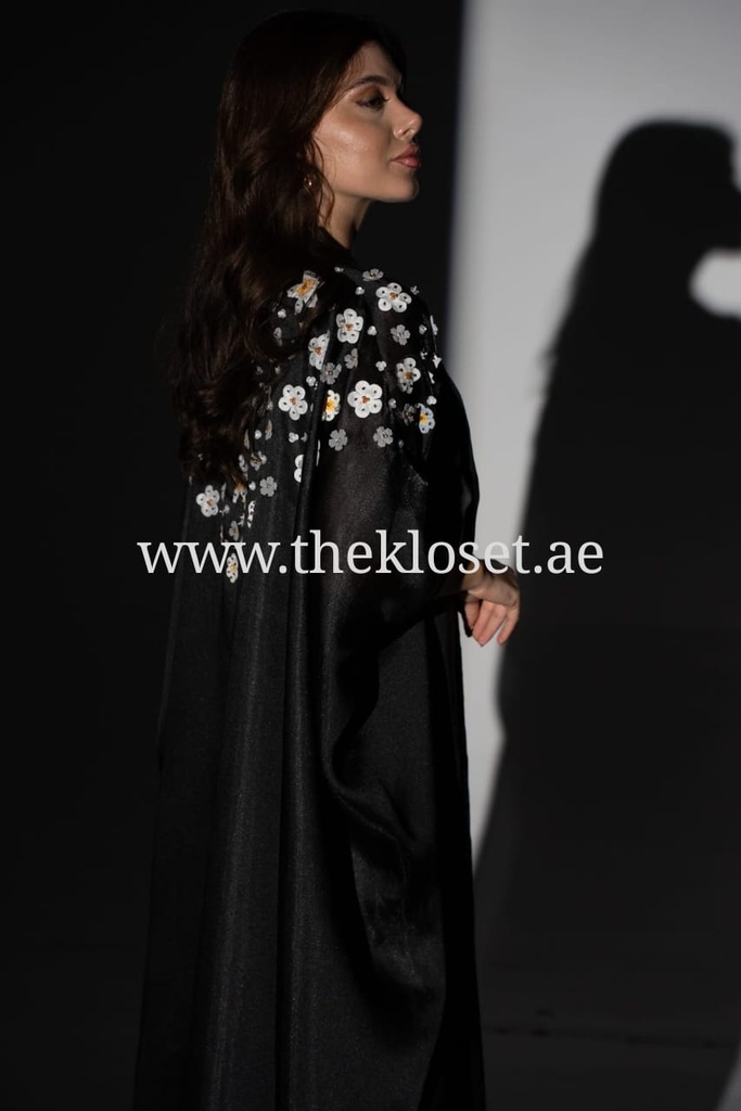 Floral Two Piece Silk & Chiffon Abaya