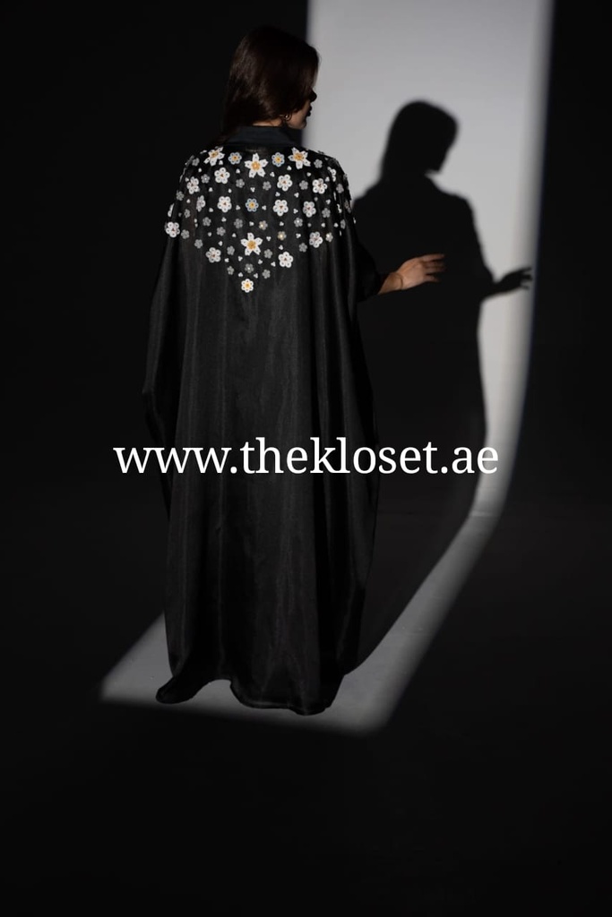 Floral Two Piece Silk & Chiffon Abaya