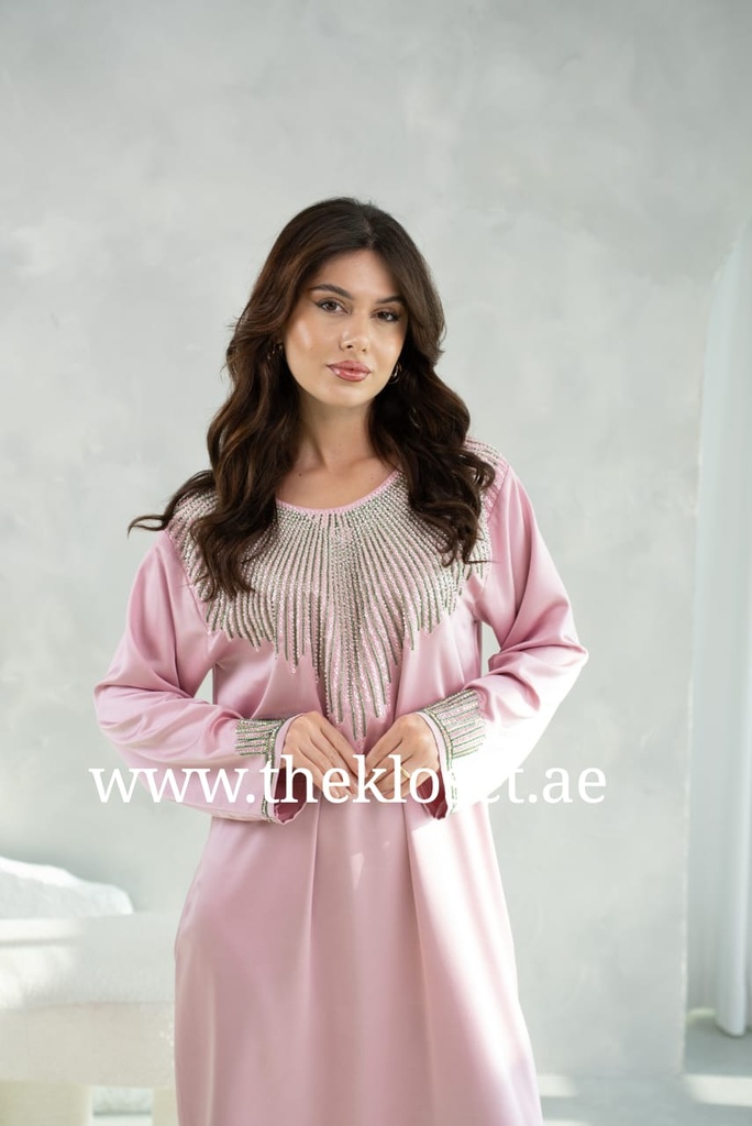  Elegant beaded Sequins pink Dress 