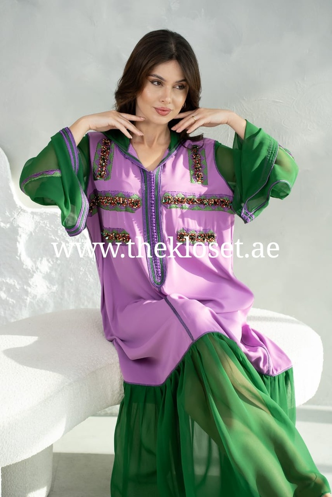 Chic Jalabiya Sleeves Mesh adorned With Rhinestones