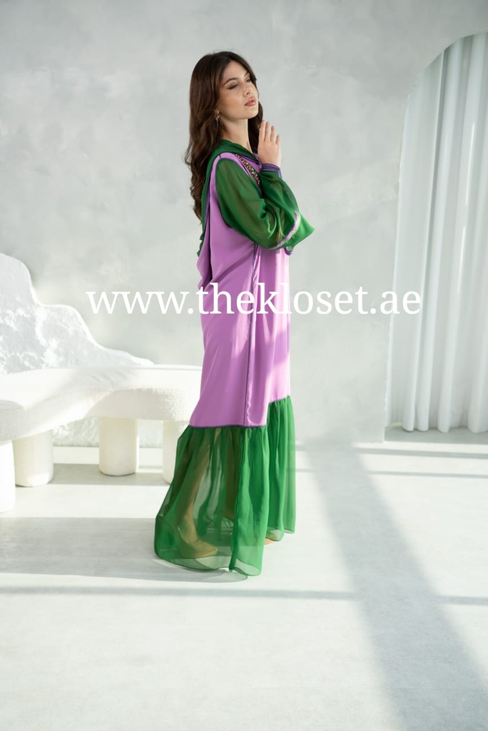 Chic Jalabiya Sleeves Mesh adorned With Rhinestones