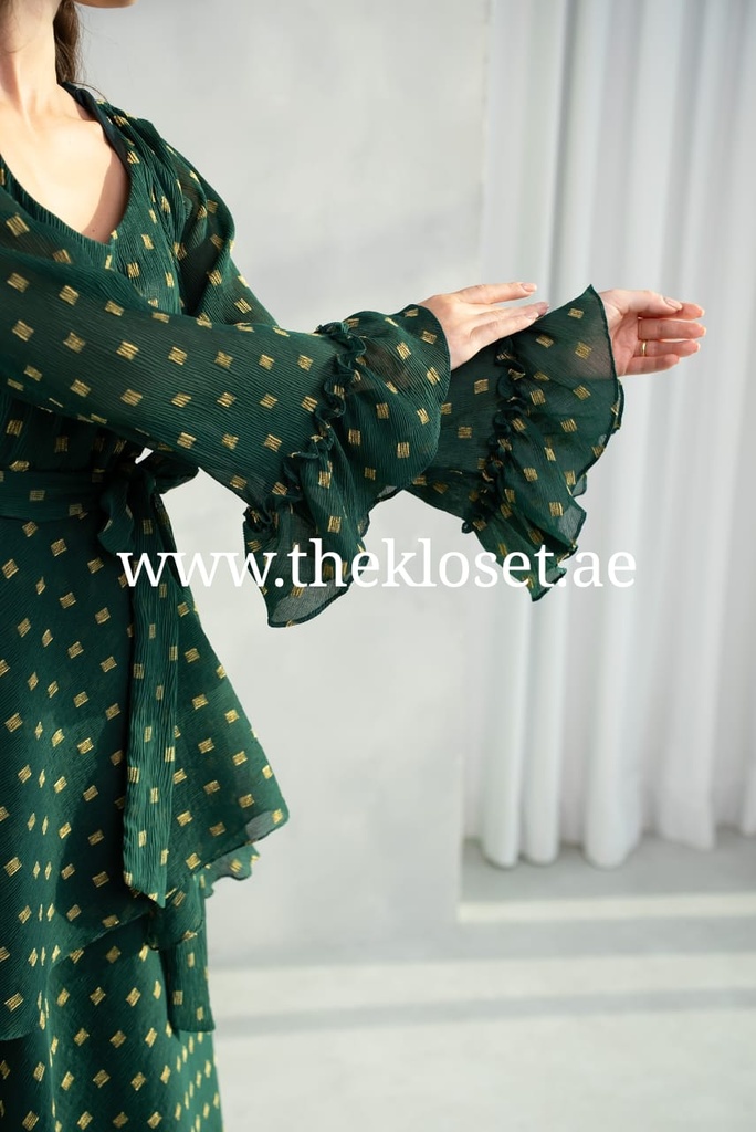 Frilled Green Midi Dress