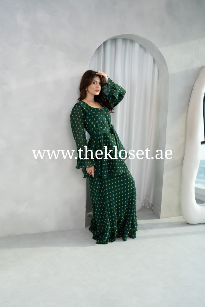 Frilled Green Midi Dress