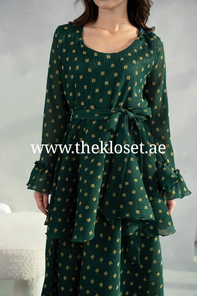 Frilled Green Midi Dress