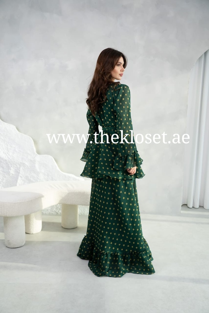 Frilled Green Midi Dress