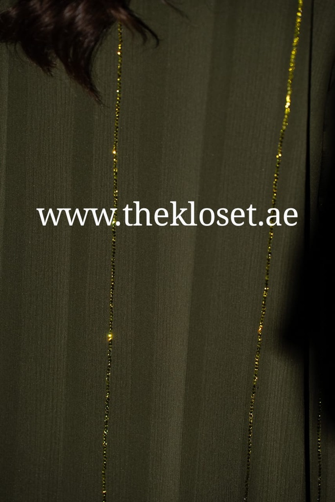 Hand Beaded Fancy Silky Abaya With Shaila