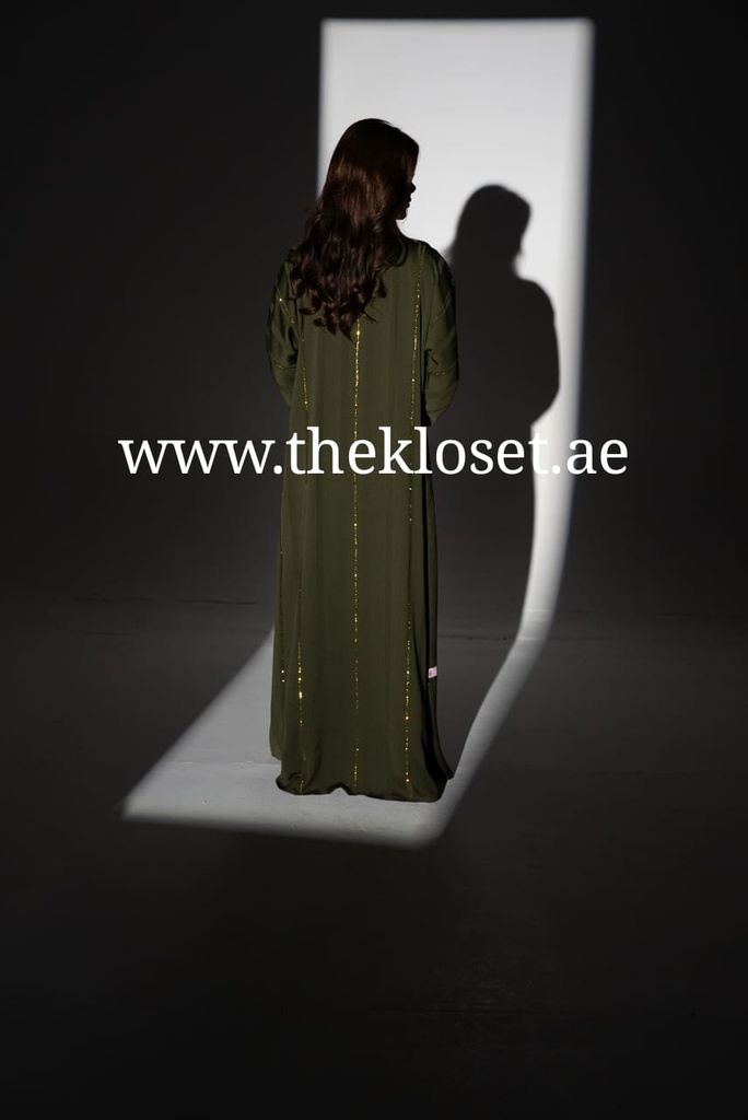 Hand Beaded Fancy Silky Abaya With Shaila