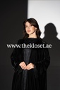 Luxury Black Velvet Abaya with Lace Trim
