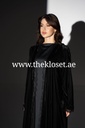 Luxury Black Velvet Abaya with Lace Trim