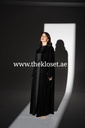 Luxury Black Velvet Abaya with Lace Trim