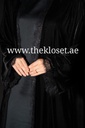 Luxury Black Velvet Abaya with Lace Trim