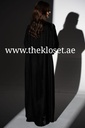 Luxury Black Velvet Abaya with Lace Trim