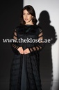 Black sheer striped mesh Abaya