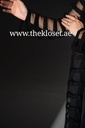 Black sheer striped mesh Abaya