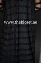 Black sheer striped mesh Abaya
