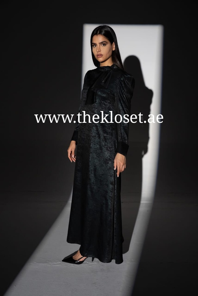 Stand Collar Ruffle Detailed Dress