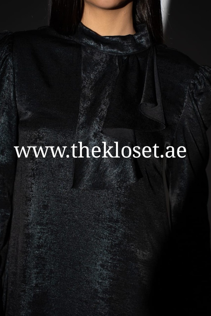 Stand Collar Ruffle Detailed Dress