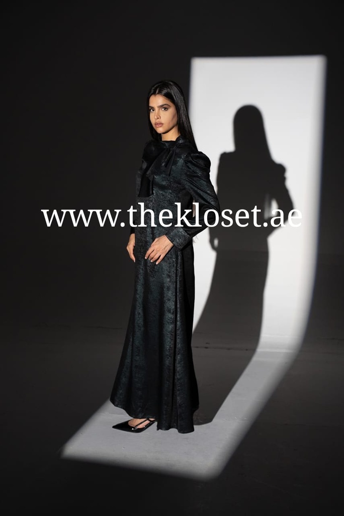 Stand Collar Ruffle Detailed Dress