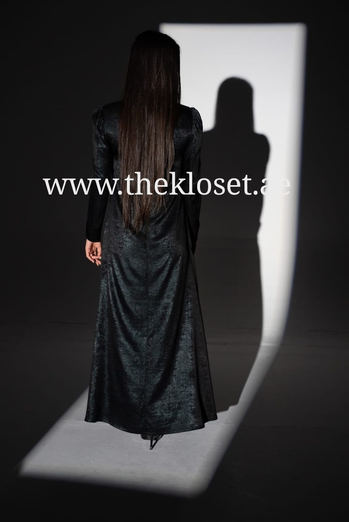 Stand Collar Ruffle Detailed Dress