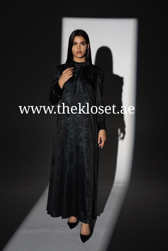 Stand Collar Ruffle Detailed Dress