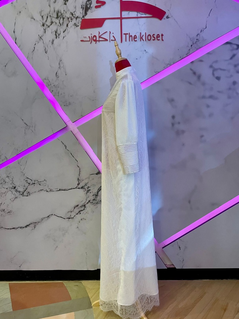 High Neck White Lace Maxi Dress