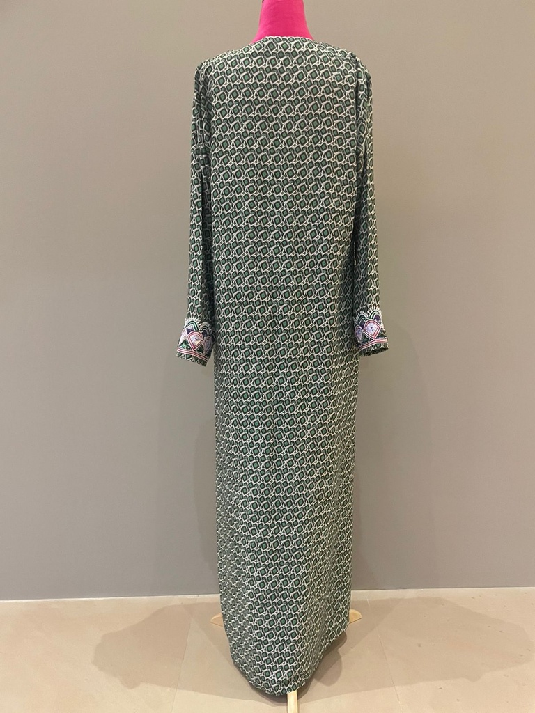 V-Neck Embroidered Printed Dress