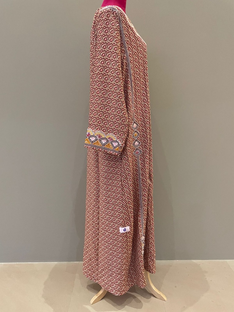 V-Neck Embroidered Printed Dress