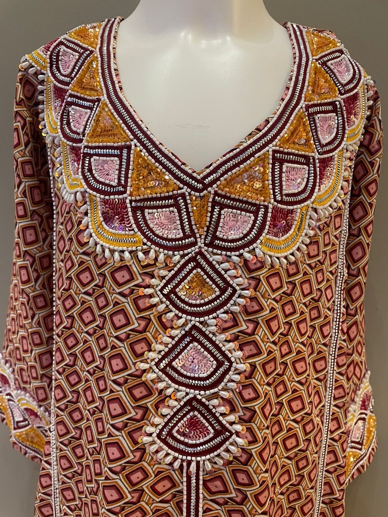 V-Neck Embroidered Printed Kids Dress