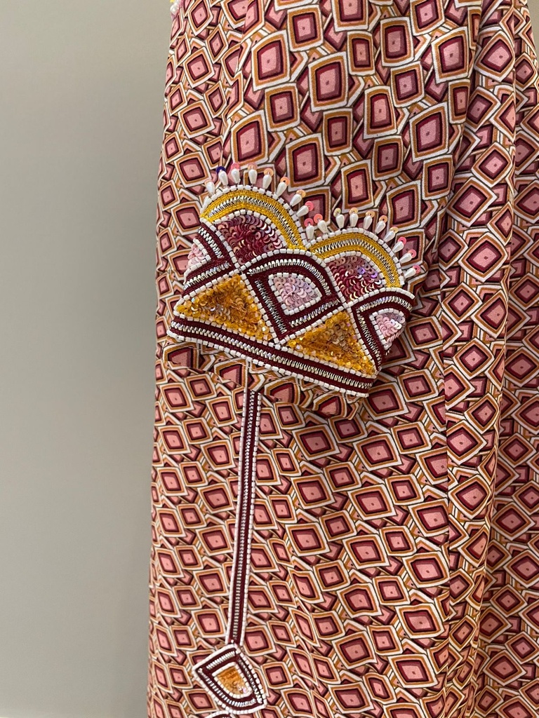 V-Neck Embroidered Printed Kids Dress