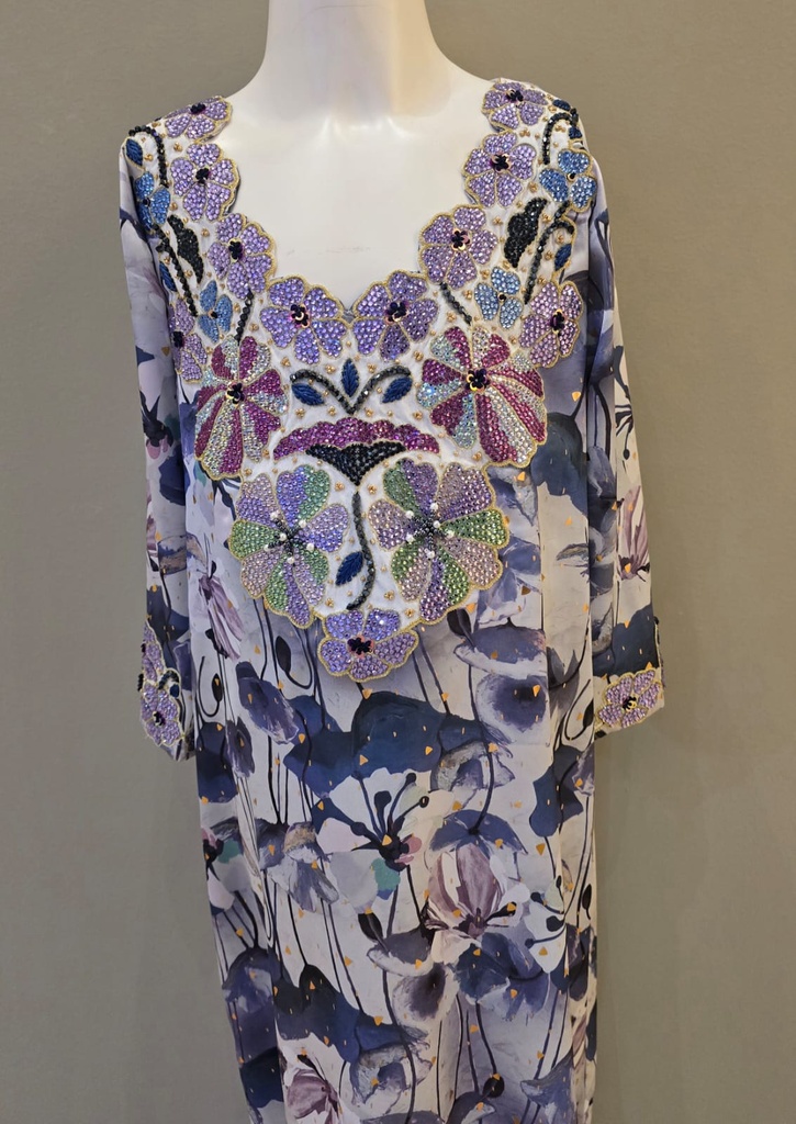  Beautifully Embellished Beaded Kids Dress with Floral Print