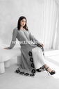Handmade Flowers Embroidered Elegance Grey Abaya