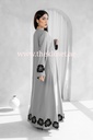 Handmade Flowers Embroidered Elegance Grey Abaya