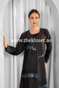 Cashew Velvet & stones strips black Abaya 