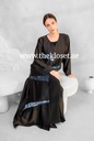 Cashew Velvet & stones strips black Abaya 