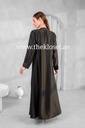 Cashew Velvet & stones strips black Abaya 