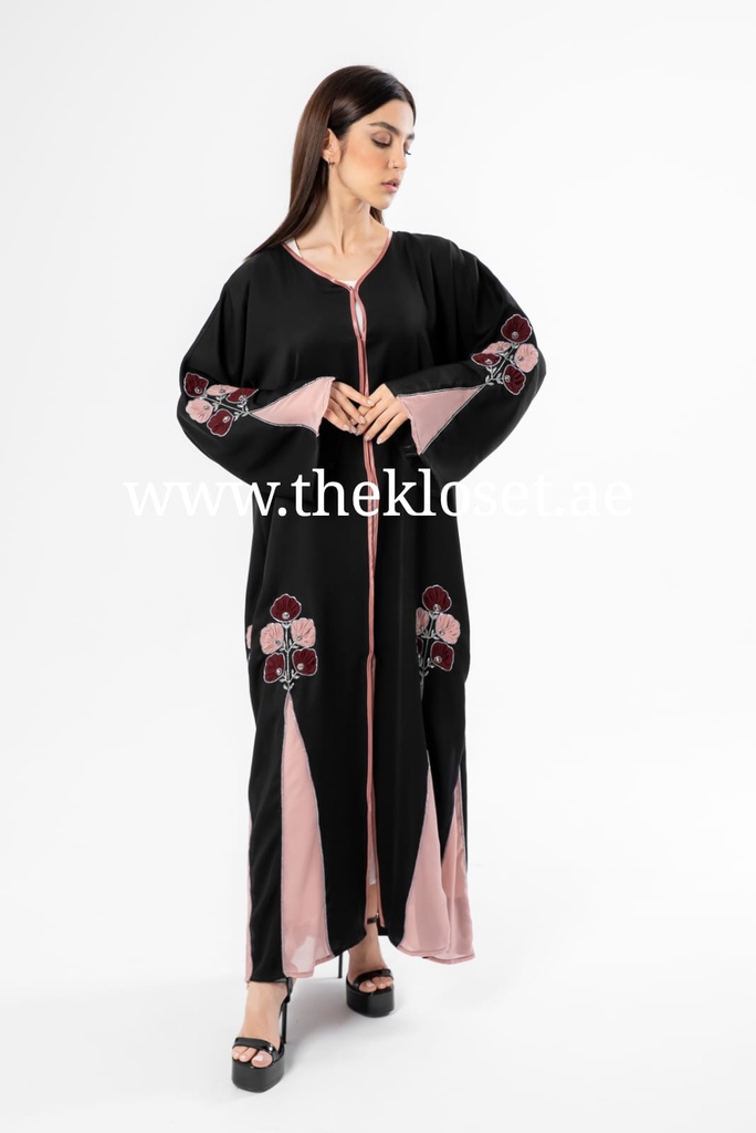 Elegant Floral Hand Beaded Abaya