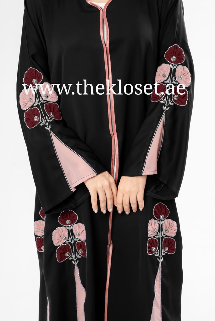 Elegant Floral Hand Beaded Abaya