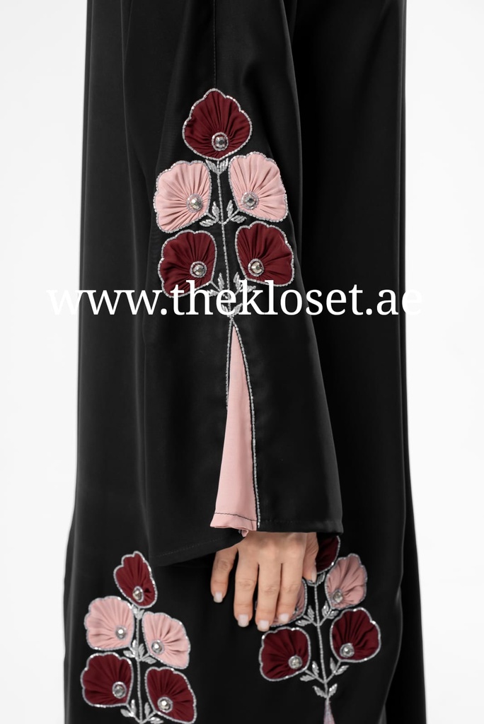 Elegant Floral Hand Beaded Abaya