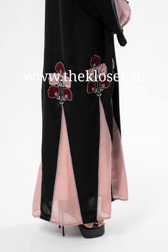Elegant Floral Hand Beaded Abaya