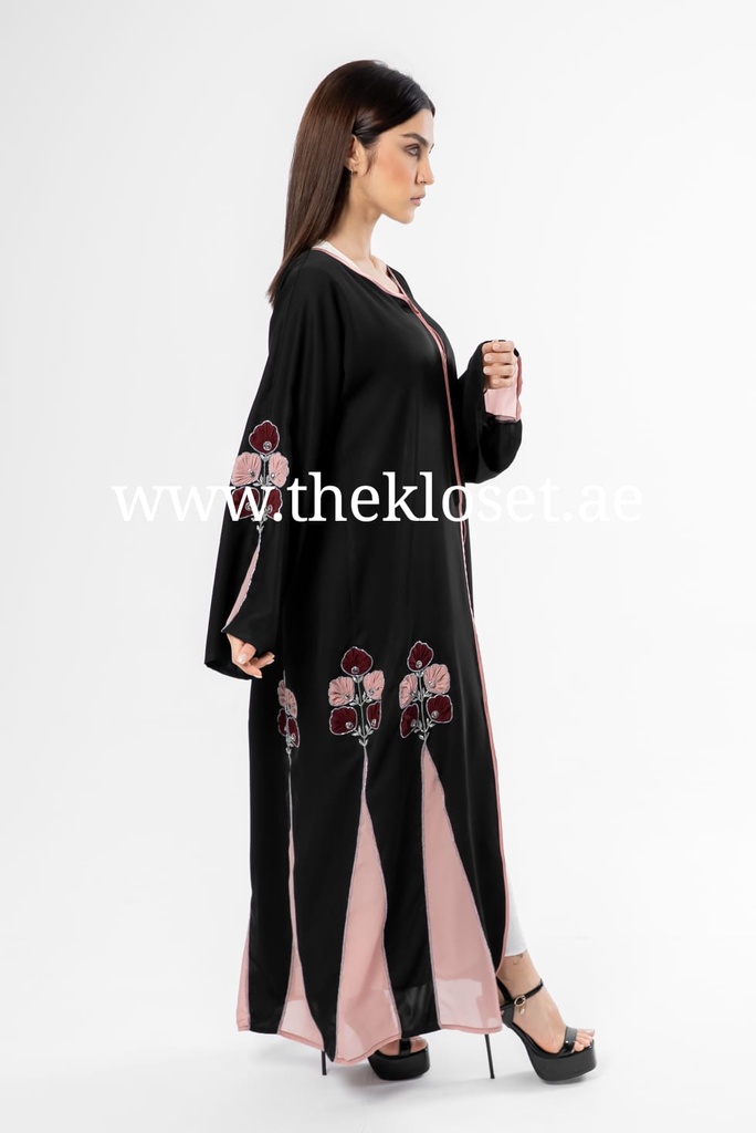 Elegant Floral Hand Beaded Abaya