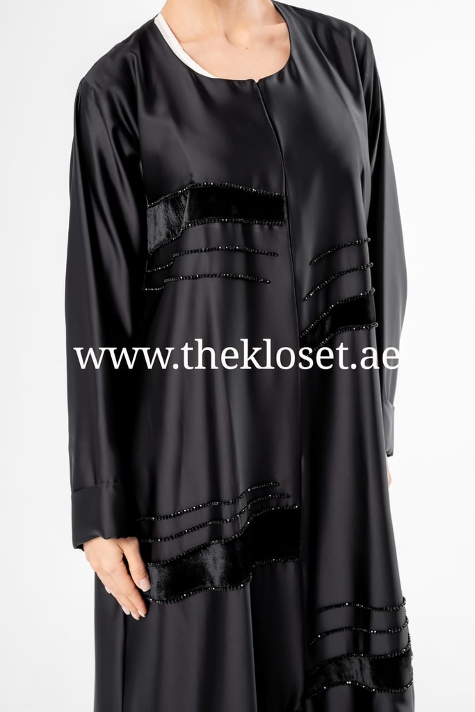 Elegant Black Hand Made Beaded Abaya