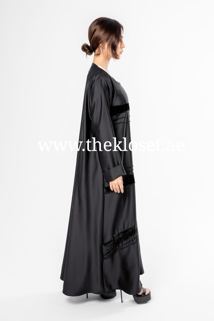 Elegant Black Hand Made Beaded Abaya