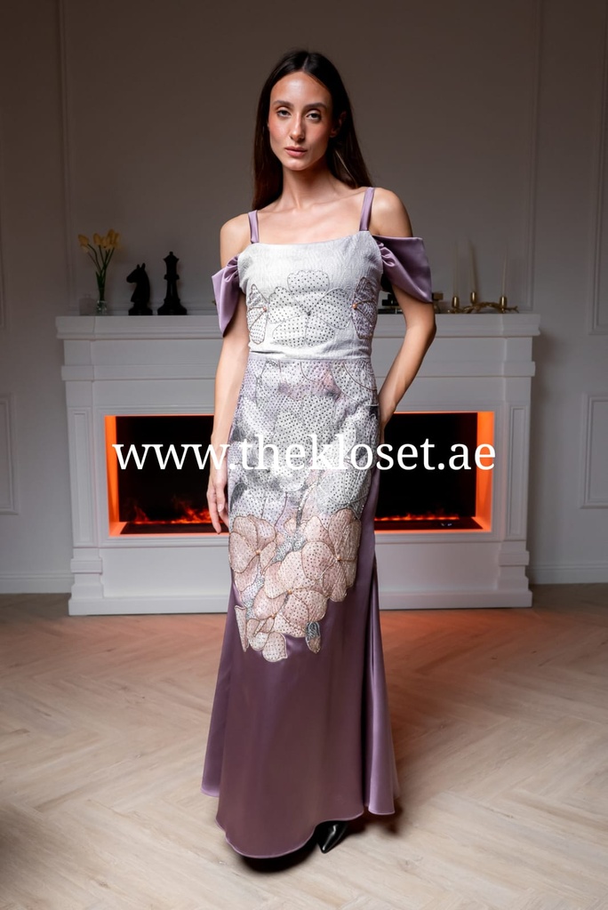 Flower-Patterned Dress Adorned with Sparkling Gems