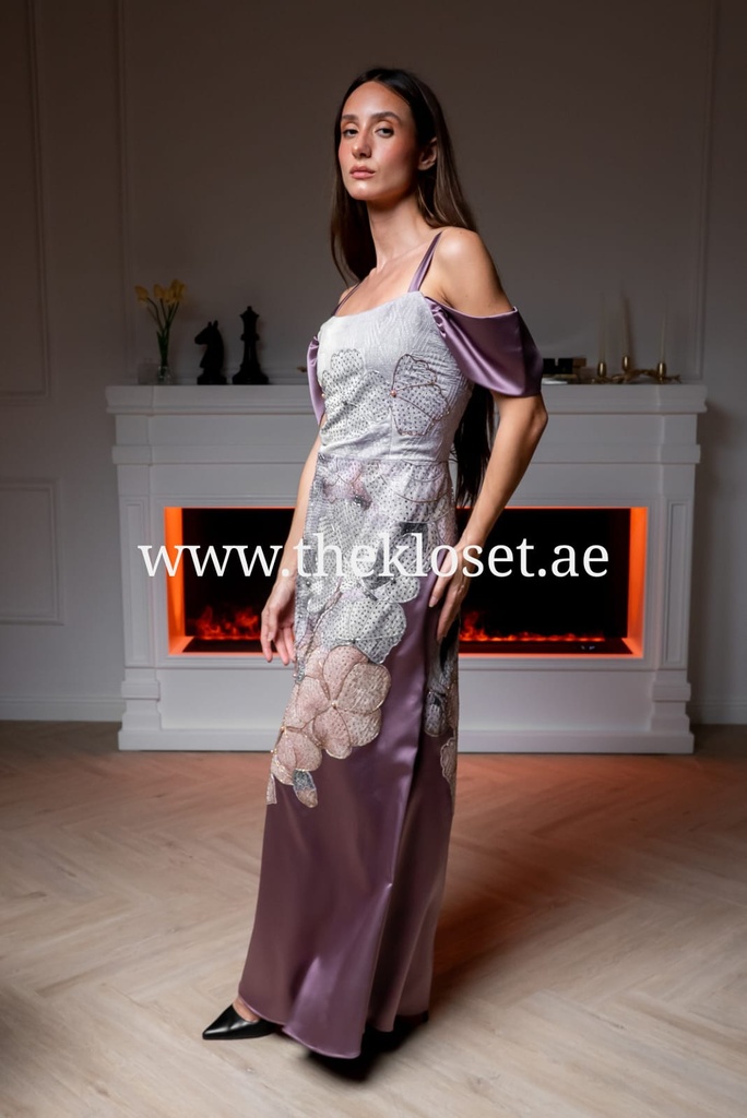 Flower-Patterned Dress Adorned with Sparkling Gems