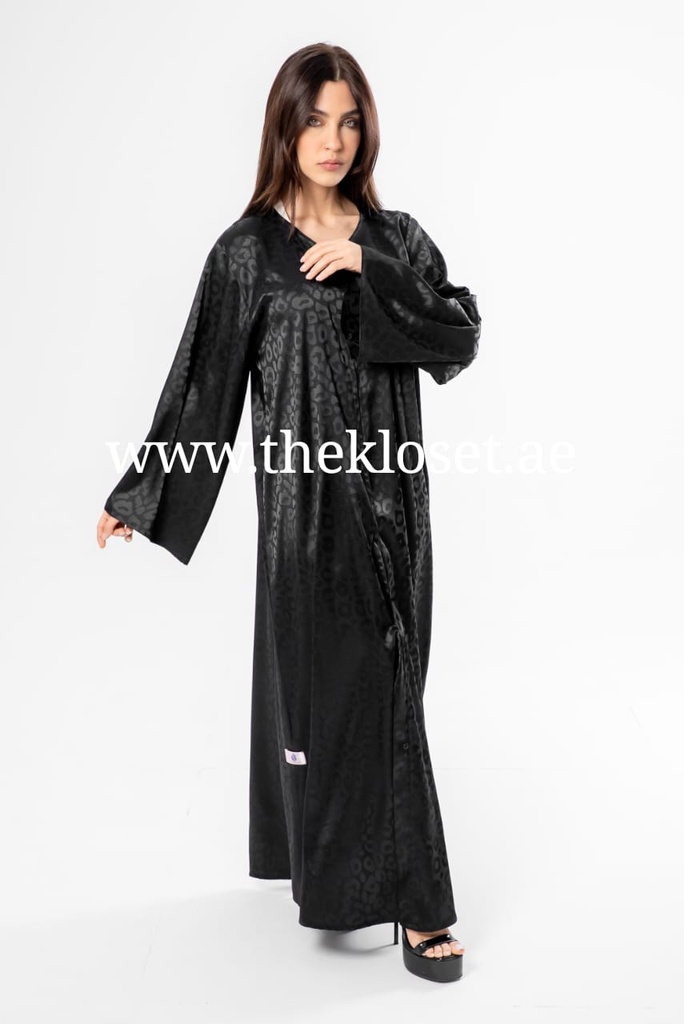 Leopard Print In Black Abaya