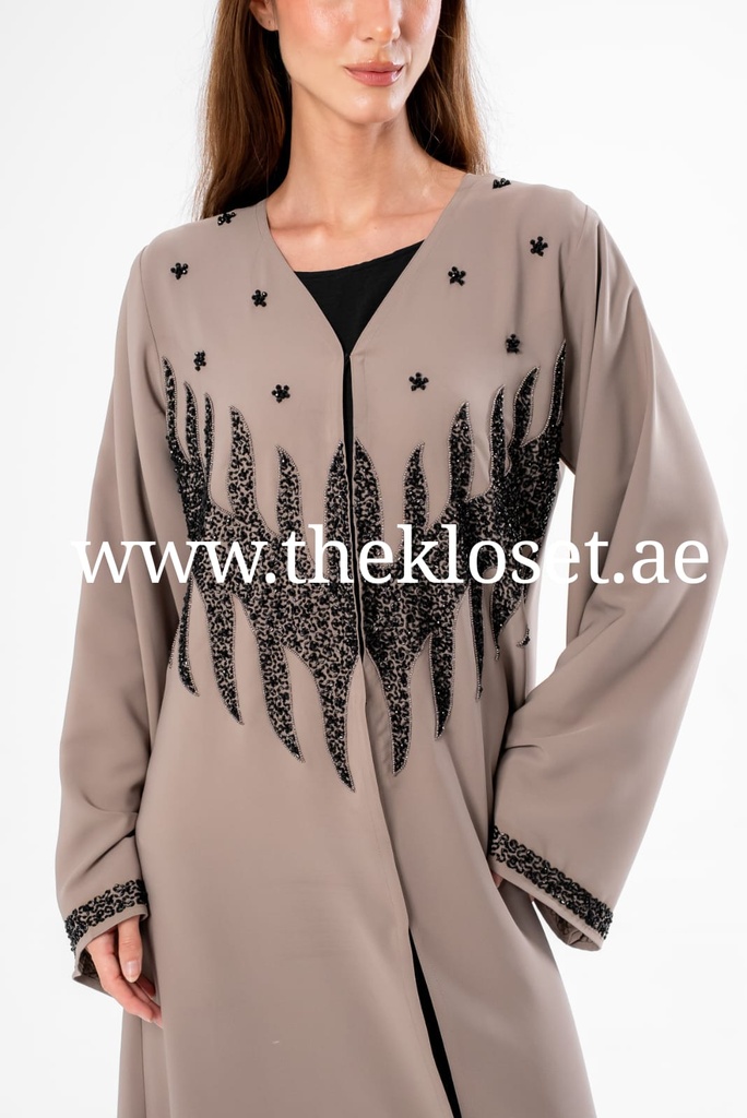 Abaya With Beaded Embroidered Design
